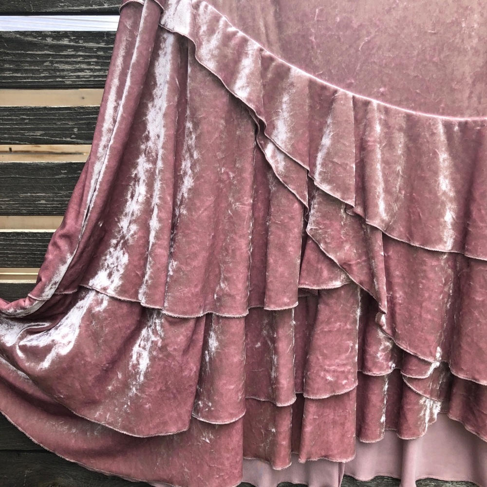 XL Y2K Fairycore Pink Velvet Pixie Skirt Whimsigoth Bohemian Joseph Ribkoff 16 - Picture 4 of 11